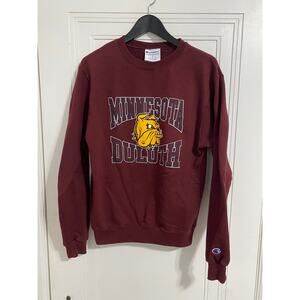 Champion Minnesota Duluth Maroon Crewneck Sweatshirt with Yellow Logo